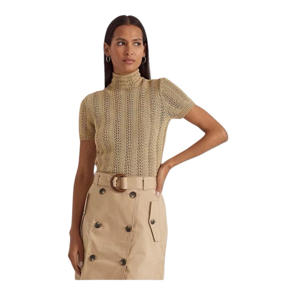 Lauren Ralph Lauren | Short Sleeve Pointelle Cotton Knit Sweater